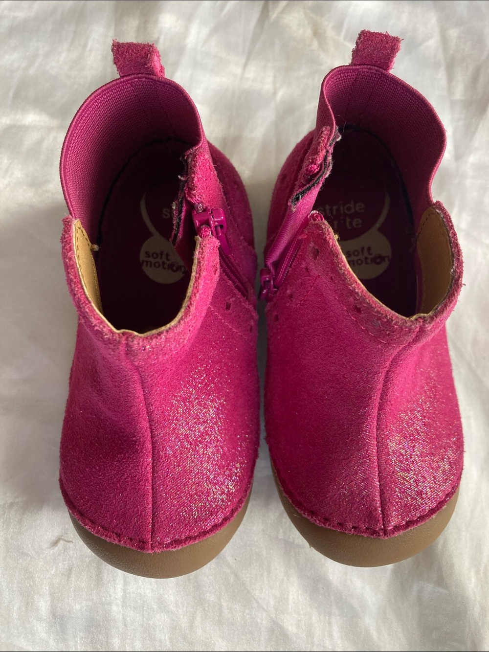 Stride Rite Sparkle Suede Ankle Boots in Fuchsia - Soft Motion